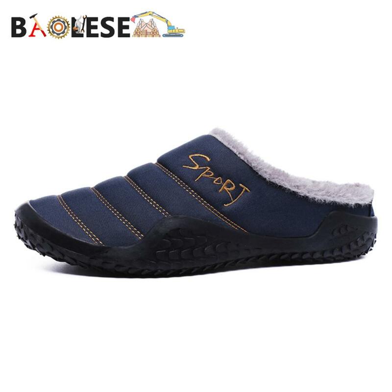 BAOLESEM-Zapatillas de casa para hombre, zapatos de invierno, suaves, de algodón, cálidos, antideslizantes, de alta calidad