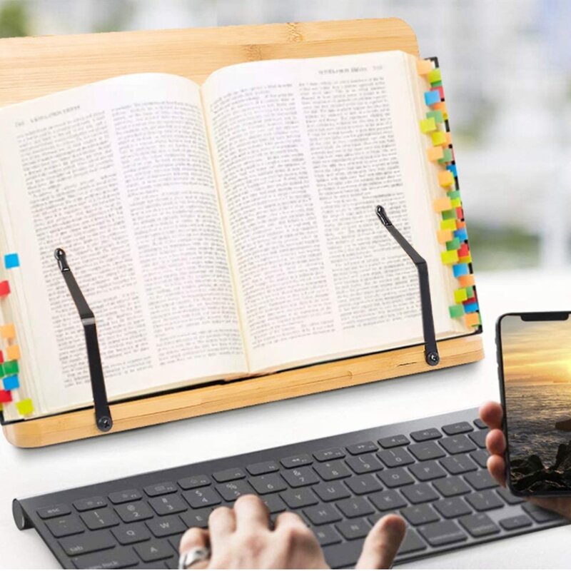 Novo livro de bambu natural suporte para portátil/livro/música leitura ajustável tablet cozinhar sala estudo em casa dobrável portátil livro suporte