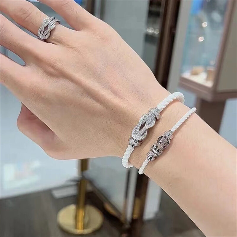 Paar Luxe Sieraden Kans Infinie Geluk Armband Voor Fredes Armband 1:1 Logo Nylon Touw Staaldraad Dubbele Twisted Lijn