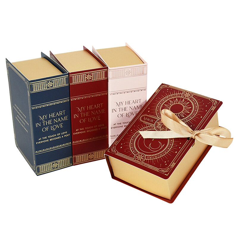5 Buah Kreatif Buku Bentuk Kotak Hadiah Pernikahan Makanan Permen Cokelat Paket Kotak Pesta Ulang Tahun Pernikahan Mendukung Dekorasi dengan Pita