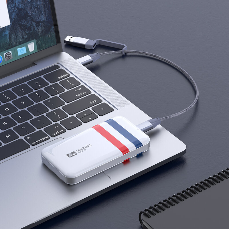 SANZANG Portable SSD 256GB/512GB Type-C 5Gbps External Solid State Drive with 2 in 1 Cable Up to 550MB/s USB 3.1 for windows/mac