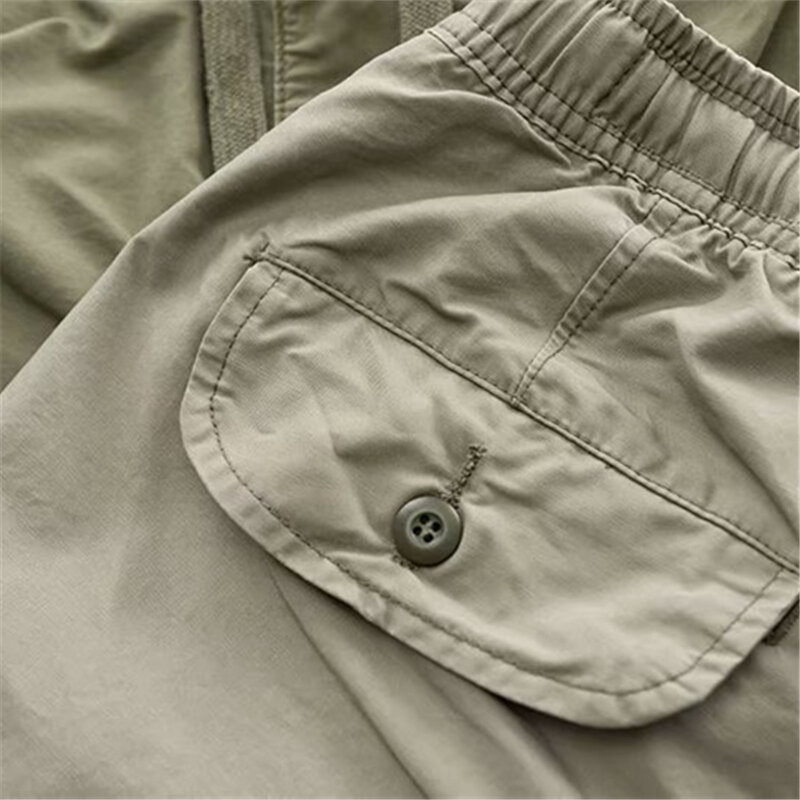 2022 Cargo Denim กางเกงขาสั้นสำหรับชายยี่ห้อ Retro Casual ผู้ชายผู้หญิงผ้าฝ้ายหลวมห้าจุดกางเกง