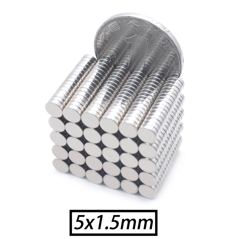 100Pcs Mini N35รอบแม่เหล็ก5X1 5X1.5 5X2 5X3 5X4 5X5 Mm Neodymium แม่เหล็กถาวร NdFeB Super Strong แม่เหล็กที่มีประสิทธิภาพ