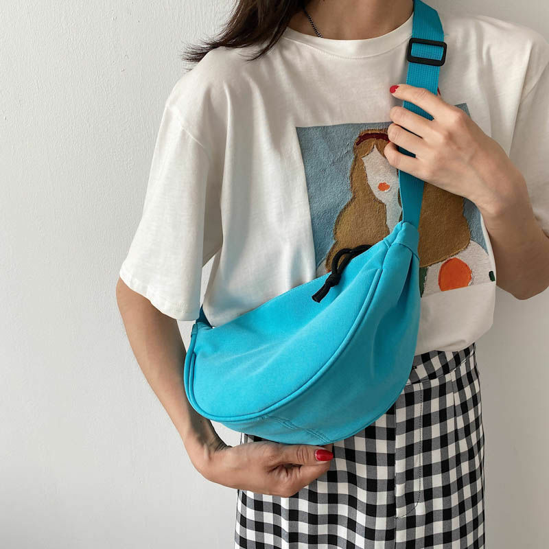 Bolsa de lona tiracolo feminina, estilo coreano, bolsa de peito simples Hobos, bolsa de ombro para estudantes com alça ajustável, 2022