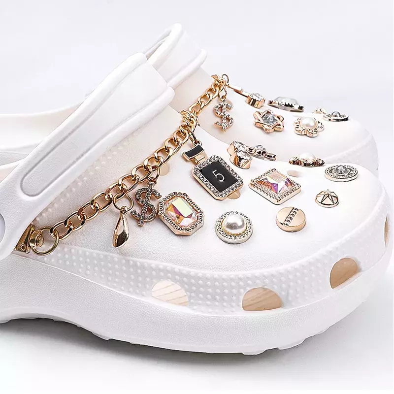 Projektant marki Rhinestone wisiorki akcesoria Bling dziewczyna prezent dla Clog dekoracja butów perła klamra do butów DIY akcesoria do obuwia