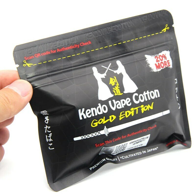 Kendo-bolsas de algodón orgánico prefabricadas para cigarrillo electrónico, atomizador para vapeo, recarga rta, RDA, RBA, RDTA, 50 unidades