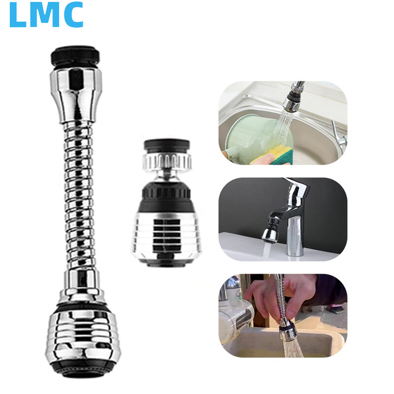LMC 360 Degree Faucet Anti Splash Head Kitchen Water Saver Universal Rotating Bubbler Filter Nozzle Booster Nozzle Kitchen Tools