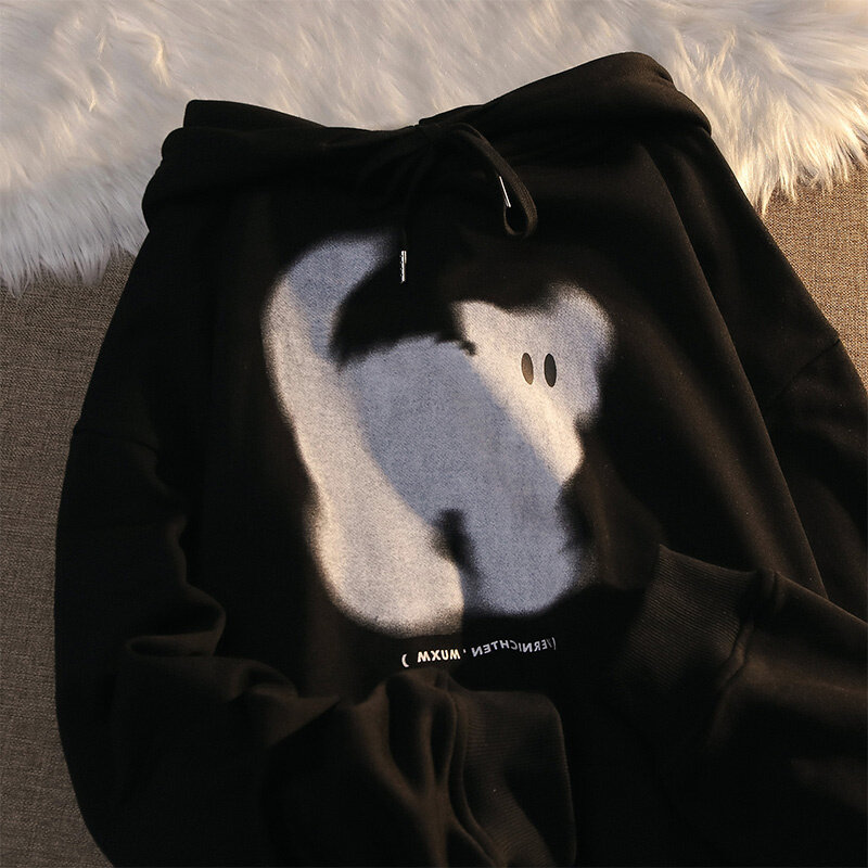 เสื้อผ้าสตรีขนแกะ Street Hoodies ตลก Graffiti Cat พิมพ์เสื้อสบายๆสุภาพสตรีขนาดใหญ่เสื้อฤดูหนาว