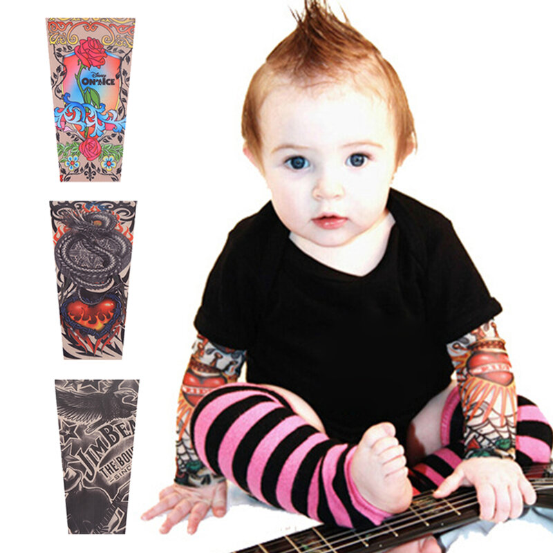 Crianças do bebê dos miúdos da luva da tatuagem roupas da criança bebês recém-nascidos do bebê meninos falso temporária tatuagem luva proteção do braço