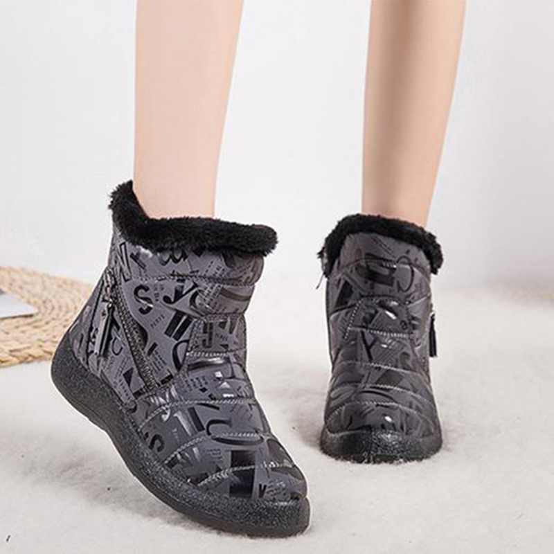 Botas femininas botas de neve manter quente para mulher à prova dwaterproof água sapatos de senhoras zíper botas de pelúcia plana botas mujer inverno