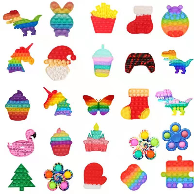 Rainbow Bubble Pops Kids Fidget Simple Dimple Toys Sensory autimim Special Need Anti-stress Stress Relief Squishy Fidget Toy