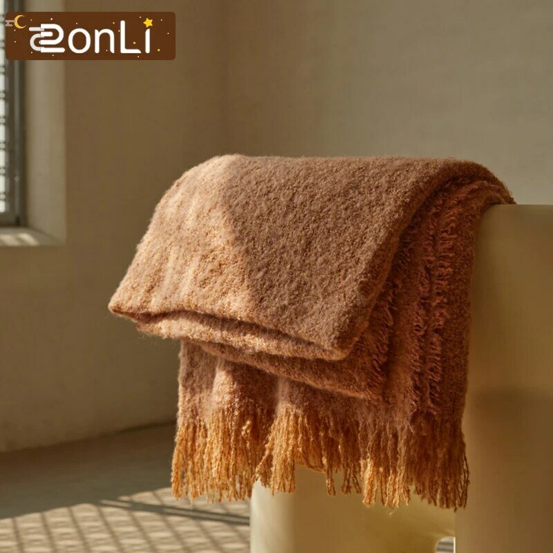 ZonLi Blankets Throw for Bed Sofa  with Tassels Air Condition Blankets Travel TV Nap Blankets Bed Decorative