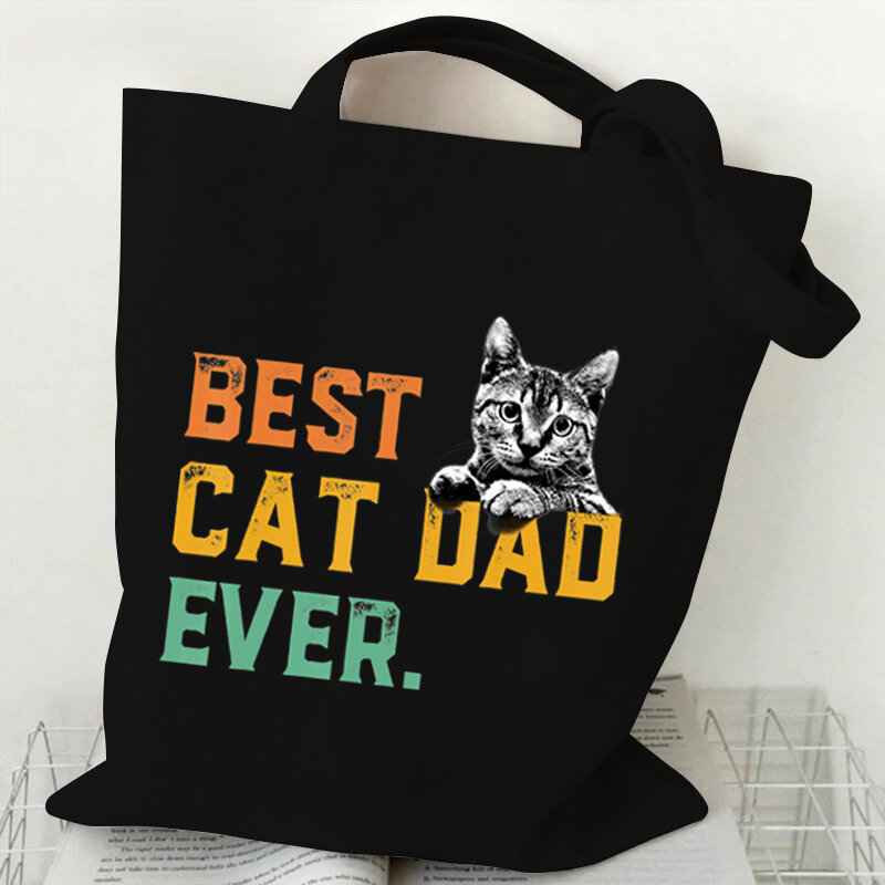2022 novo gato bonito bolsa de lona casual gráfico tote sacos de compras animal harajuku sacola de compras feminina shopper sacos de ombro