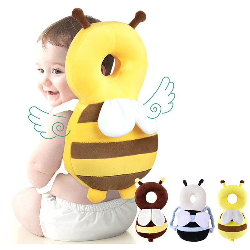 Almohada de protección para la cabeza del bebé, cojín suave anticaída de algodón PP, de dibujos animados, para niños pequeños, cuidado seguro del bebé
