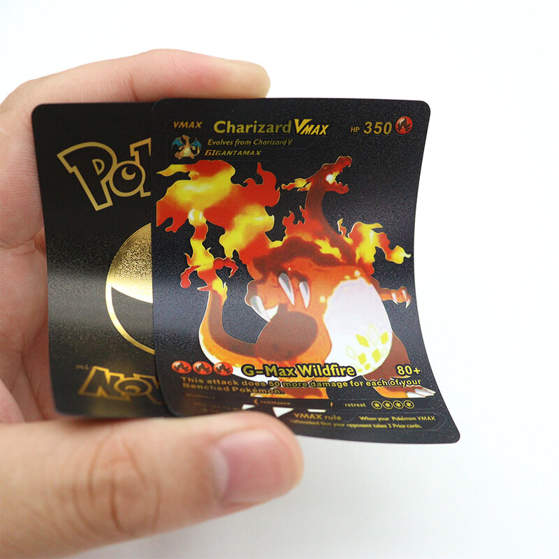 27-55Pcs Pokemon Spanisch Englisch Gold Splitter Karten Box Pikachu Charizard Vmax Tragbare Zinn Box Schlacht Spielzeug Hobbies sammlung