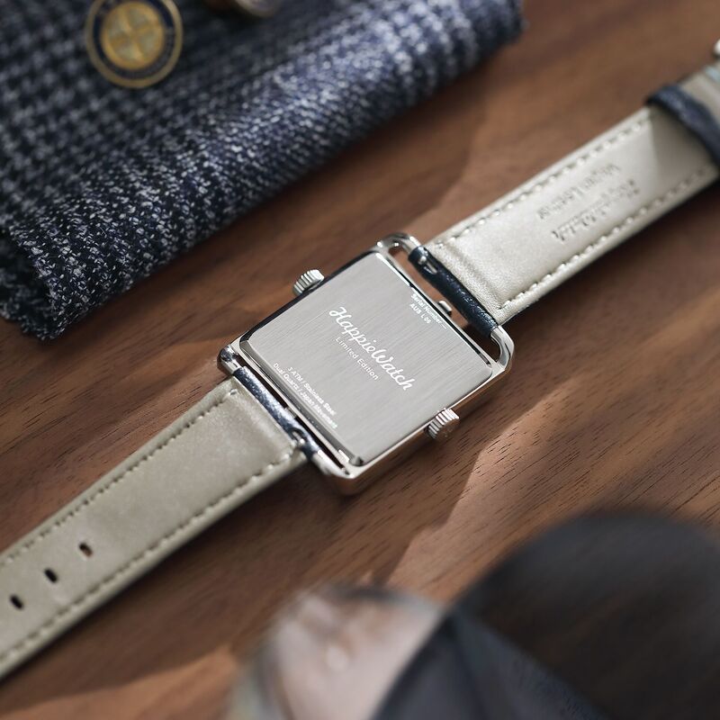 Happiewatch relógio de quartzo japonês duplo 3d em relevo dial safira cristal relógio de pulso com duas correias (presente: pulseira de silicone)