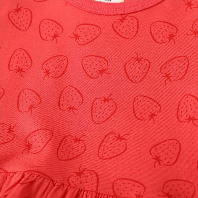 女の子のための赤い綿のドレス,子供のためのカジュアルな半袖ドレス,夏のノベルティ