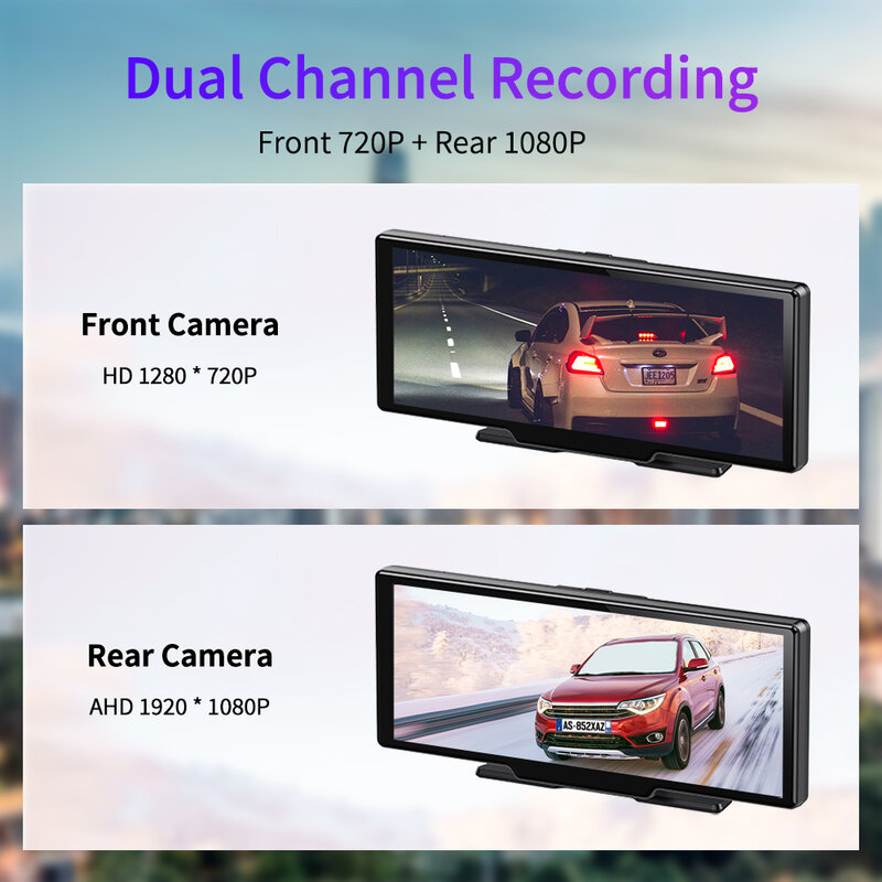 10,26 zoll 4G Android 8,1 Auto DVR Dual Lens 1080P Rückansicht Kamera GPS Nachtsicht ADAS FM sender Loop Aufnahme Dash Cam