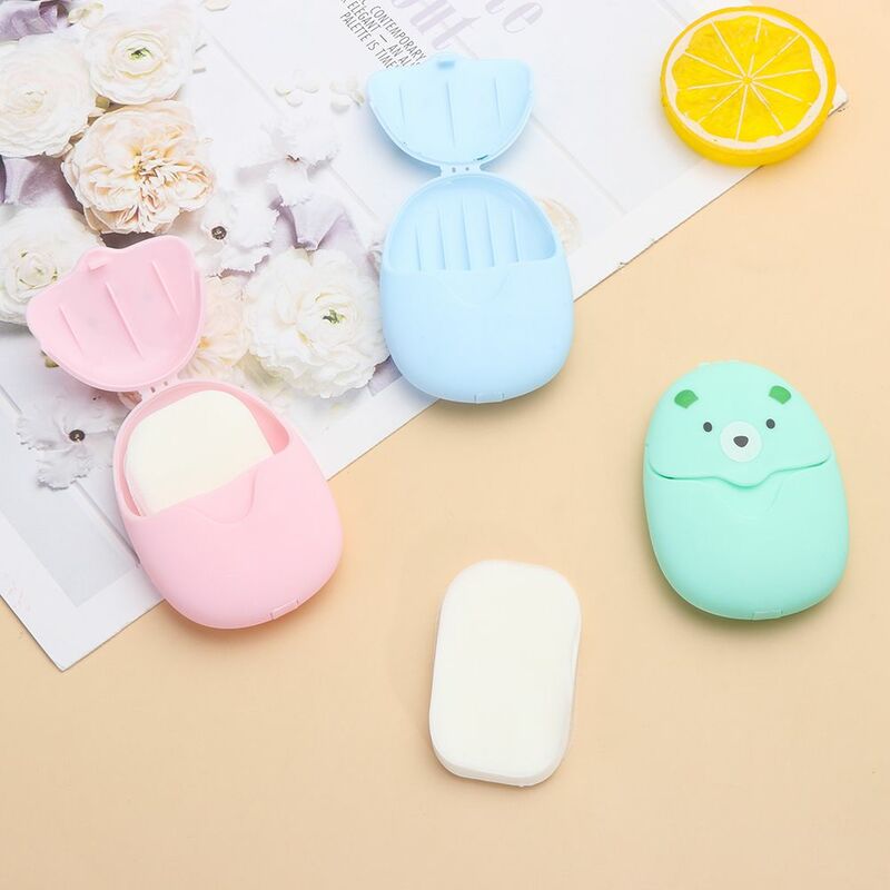 50Pcs Cute Outdoor Travel Portable Boxed Soap Paper Hand Washing Soap Flakes Soap Pieces