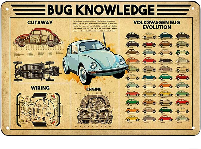 ส่วนบุคคลป้ายดีบุก Beetle Bug ความรู้ป้ายโลหะแนวนอนป้ายโลหะ Vintage Bar ป้าย