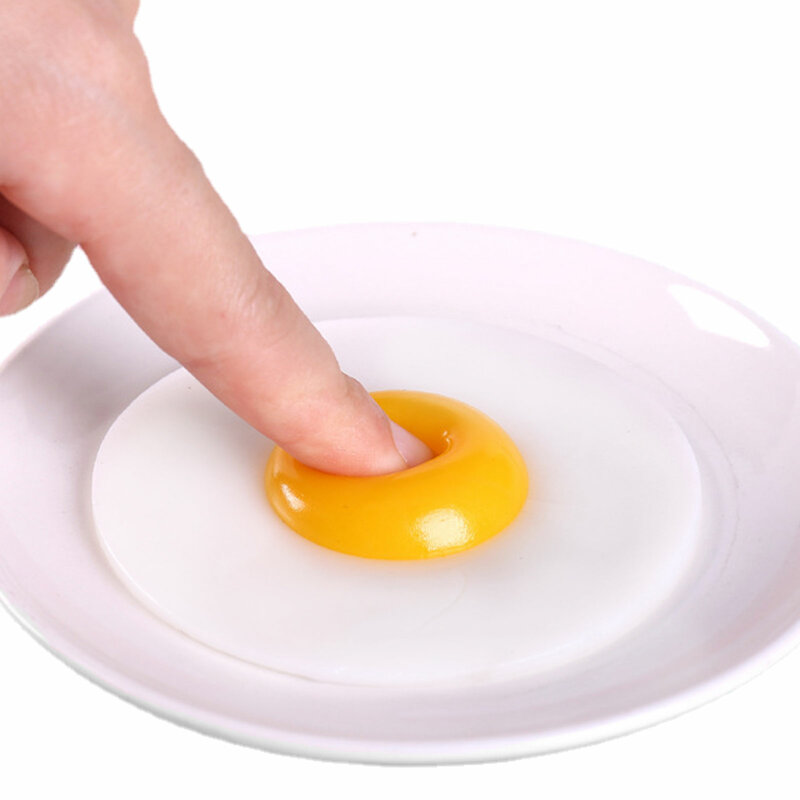 جديد لزجة TPR المطاط البيض ضغط المطبخ الغذاء لعبة التظاهر اللعب الطبخ المقلية البيض عجة الكمامات نكتة الاطفال تخفيف الإجهاد اللعب