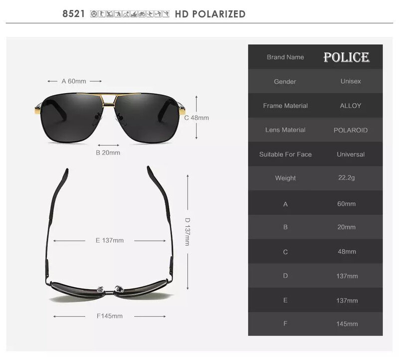 Polícia marca de luxo óculos de sol polarizados marca design eyewear masculino condução anti-reflexo óculos tendência moda masculina uv400