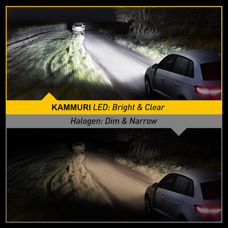 Kammuri-Canbus LEDミニヘッドライト,ファンレス,アンダーワイヤーなし,360度の角度,bmwアウディフォルクスワーゲン用,2x h7