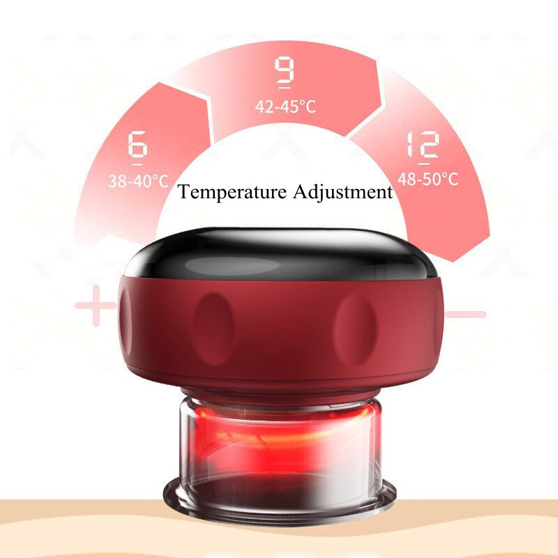 Inteligente 12-gear elétrica cupping massageador a vácuo ajustável ótima sucção compressa quente raspagem guasha massagem instrumento