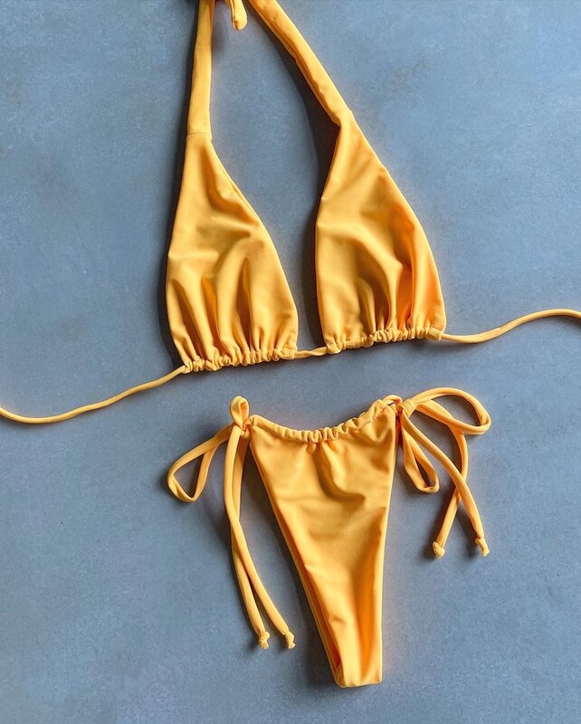 Conjunto de Bikini con realce para mujer, de Color sólido traje de baño, Bikini Sexy, ropa de playa, 2022