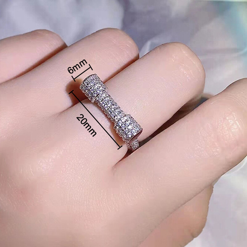 UILZ Luxury Zircon Silver Color Finger Rings for Woman  New Full Zircon Geometric Statement Jewelry Wedding Party Ring