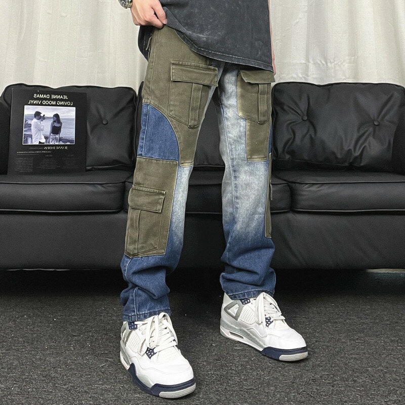 2023 Cyber Y 2K Mode Meerdere Zakken Baggy Jeans Cargo Broek Mannen Streetwear Kleding Rechte Denim Broek Vetements Homme