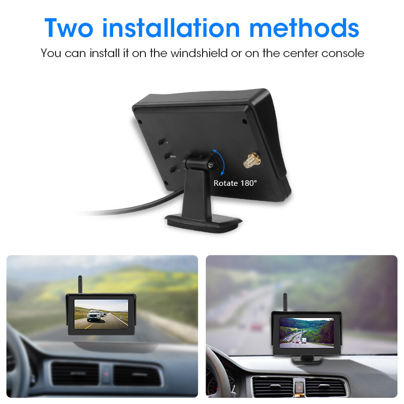 Cámara de marcha atrás inalámbrica para coche, Kit de cámara de visión trasera de 4,3 pulgadas, Monitor IP68, impermeable, señal estable