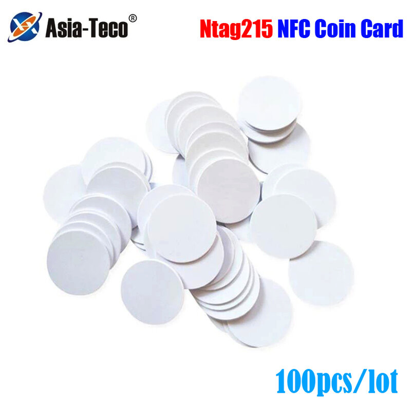 100/50 stücke NFC Ntag215 Münze TAG Key 13,56 MHz NTAG 215 Universal Label RFID Ultraleicht Tags Etiketten 25 mm Durchmesser