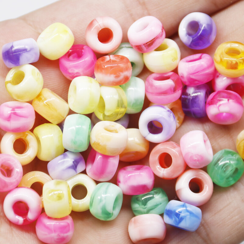 201 teile/schachtel Multicolor Haar Ringe Perlen 8 Farben Acryl Kunststoff Pony Perlen Armband Perlen für DIY Schmuck Halsketten Machen