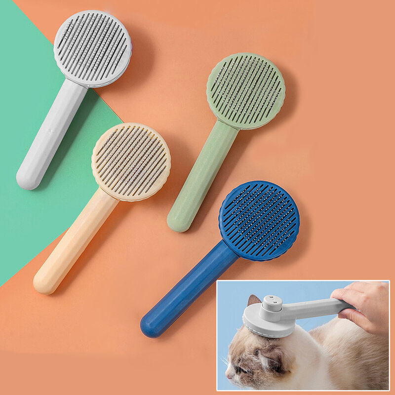 Huisdier Ontharing Kam Kat Borstel Zelfreinigende Slicker Brush Voor Katten Honden Haar Remover Schraper Pet Grooming Tool Kat accessoires