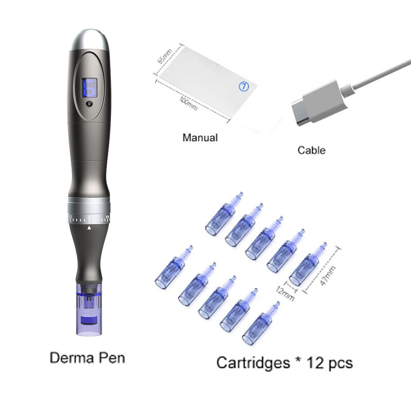 Nowy bezprzewodowy dermapenowy X6 mikroigłowy długopis z 20 szt. Wkładów igła do tatuażu Dermapen kosmetycznej skóry zestaw do pielęgnacji maszyna MTS