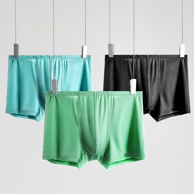 Boxer-short en soie glacée pour homme, sous-vêtement avec poche convexe, respirant, confortable, mince, ample, doux, 2022