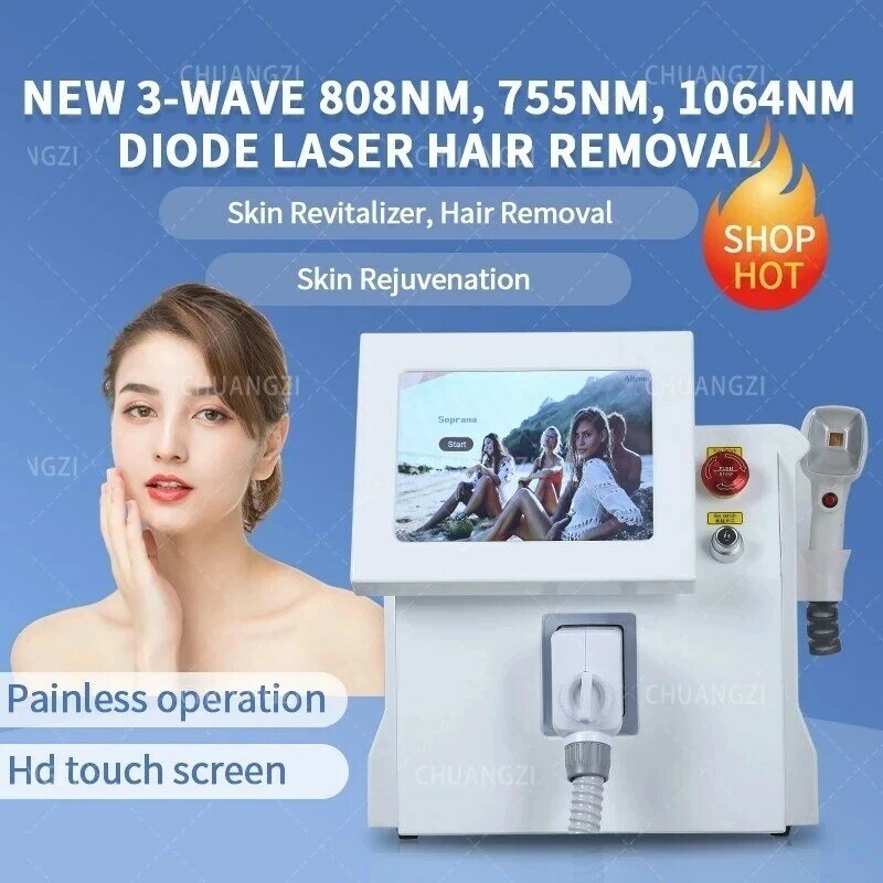 2022 il laser a diodi 1600W 2000W più venduto 3 lunghezza d'onda 755 808 depilazione laser a diodi 1064nm adatta a tutta la pelle