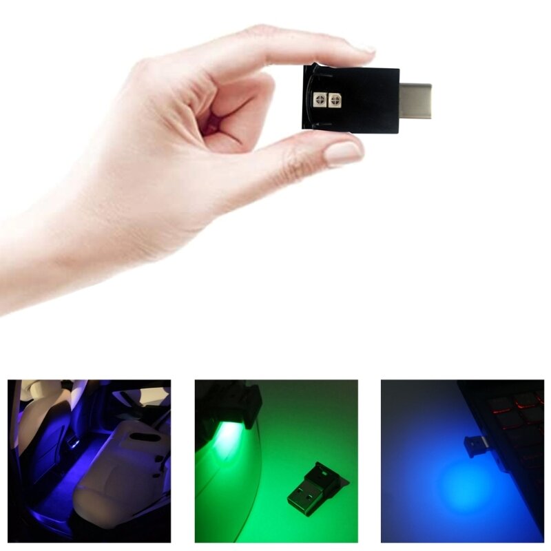 Mini  LED RGB Light Brightness Adjustable 8 Color Changeable for Car, Laptops, Keyboard Atmosphere Night Lamp