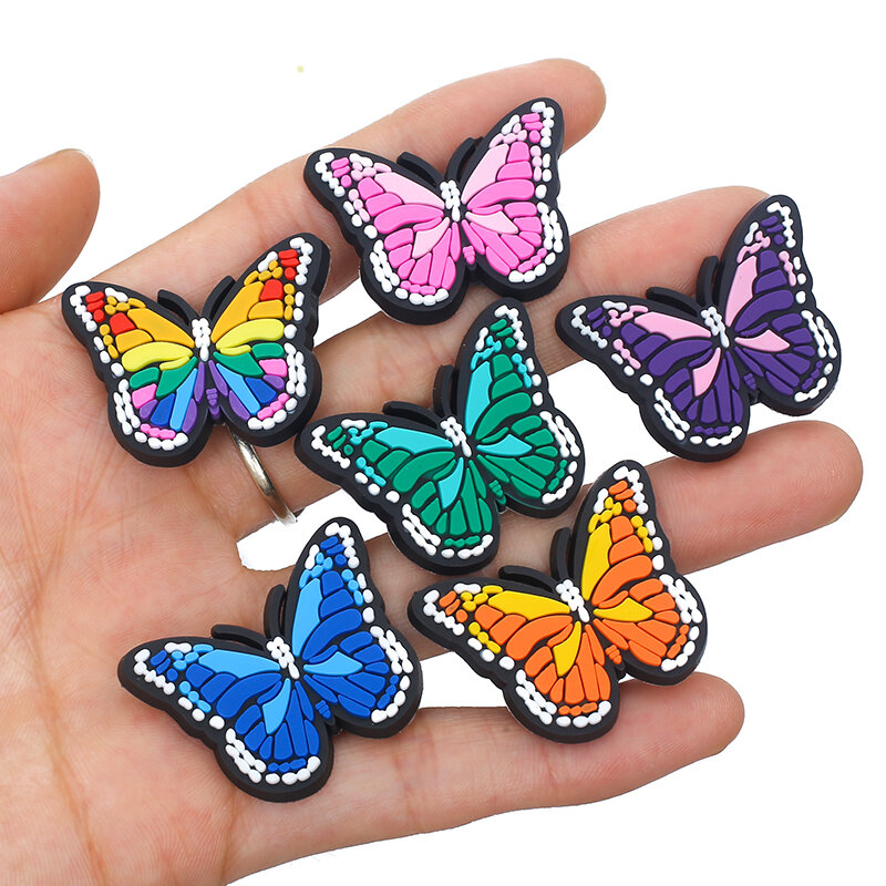 Hot Sale 1PCS Butterfly Icon Silicon Shoes Charms Cartoon Animal Croc Accessories Buckles Women Girls Gifts Wristband Decor DIY