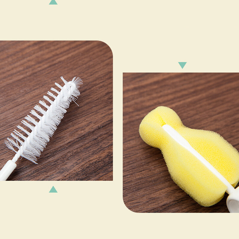 6Pcs Baby Bottle Brush Set Baby Nipple Rotating Clean Sponge Spout ​Cup Brush Kit Bottle Clean Tool Straw Brush Pacifier Clean