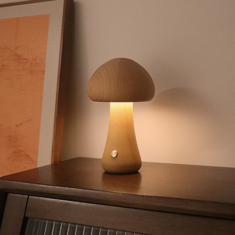 Cogumelo LED Night Light, Candeeiro De Mesa Bonito, Interruptor De Toque, Luz Decorativa De Cogumelo
