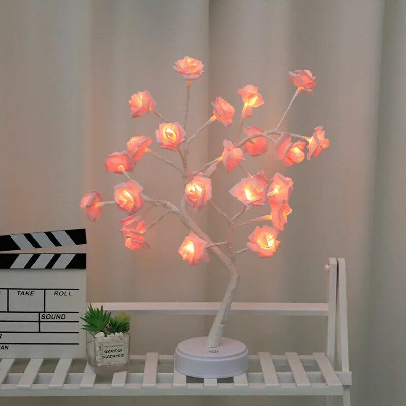 Lampe Led Rose avec batterie Rechargeable par Usb, luminaire décoratif à double usage, idéal comme cadeau de la saint-valentin, pour la maison ou les vacances