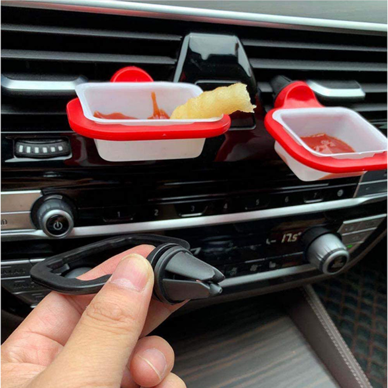 2PCS HOT Portable Universal Sauce Holders Stand Dip Clip Car Ketchup Rack Basket salse per immersione Car Interior Car Styling
