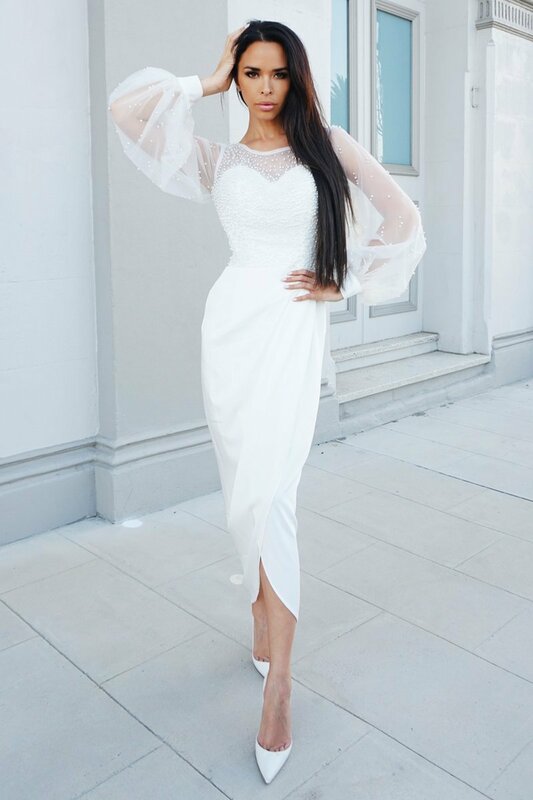 PLEINDI Bohemian Evening Dresses O-Neck Asymmetrical Long  Sleeves Ankle-Length Chiffon 2022 New of Lace Boho Prom Dress Women