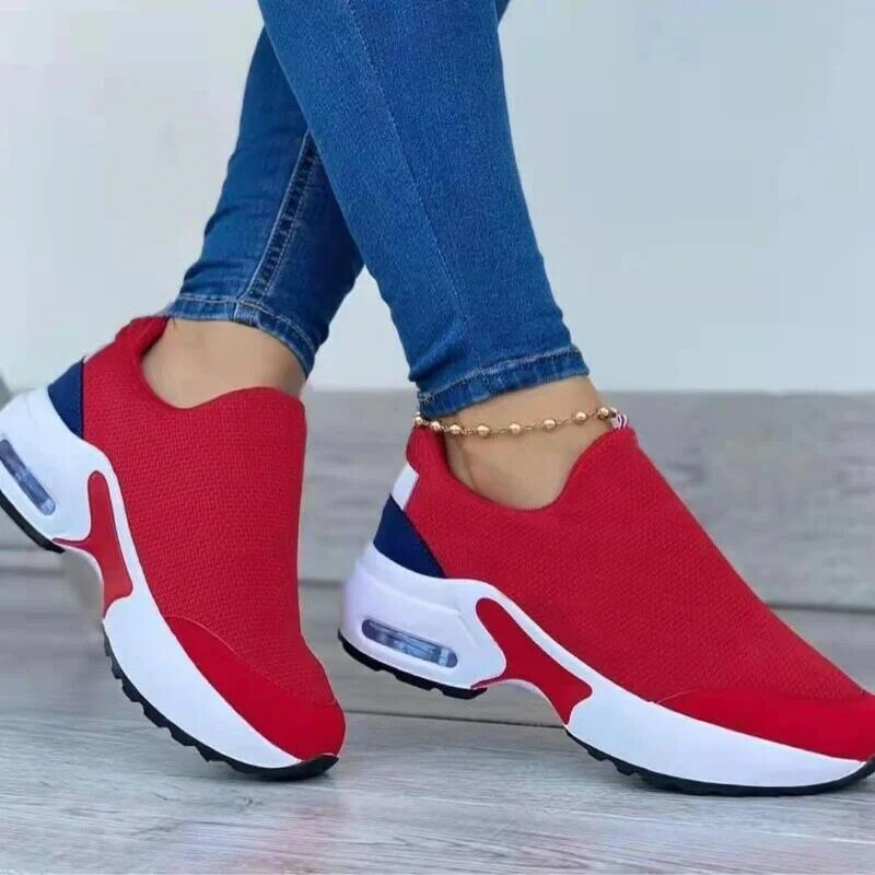 신발 스니커즈 여성 트레이너 신발 여성용 플랫 메쉬 스니커즈 로퍼 플랫폼 스니커즈 슬립 온 여성 신발, 2022