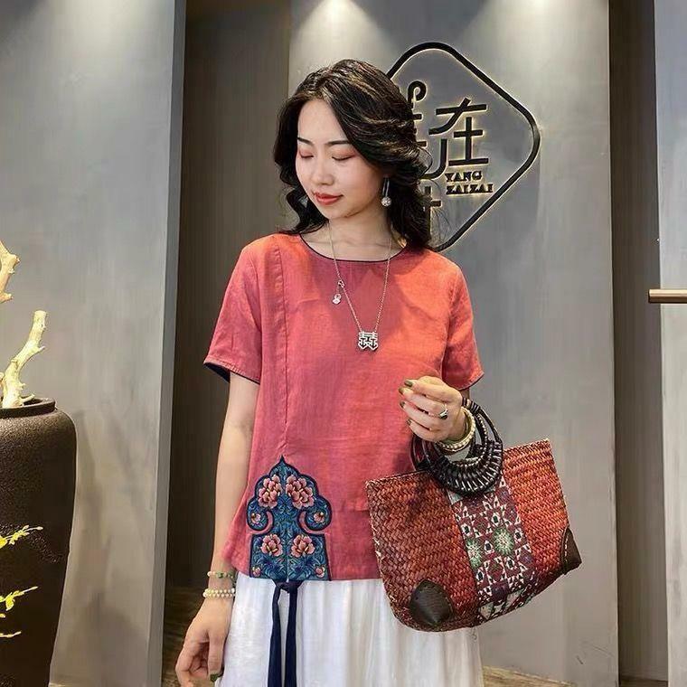 Chinese Vintage Blouse Camisa Hanfu Tops Katoenen Linnen Cheongsam Blouse Retro Bloem Borduurwerk Qipao Shirt Tang Suit