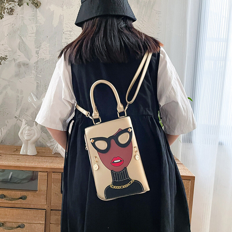 Torebka damska nowość Lady Face torby na ramię Crossbody PU skórzana portmonetka tornister w stylu listonoszki randki torba podróżna torebki dla dziewczynek