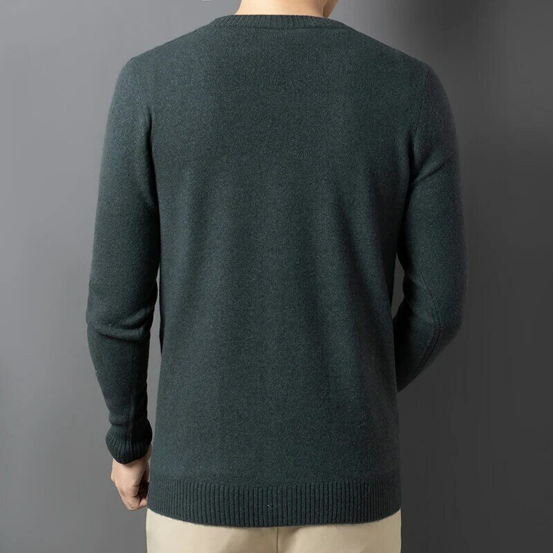 Autunno inverno nuovo maglione spesso ago spesso Jacquard Cardigan in pura lana maglieria da uomo Cardigan lavorato a maglia giovane e di mezza età