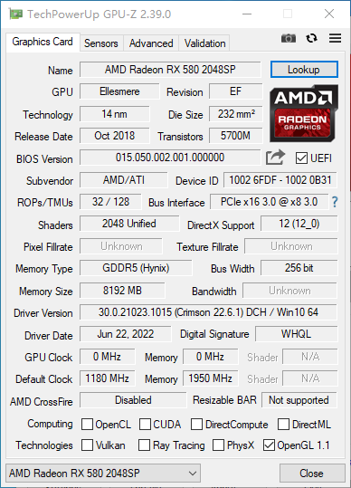 JIESHUO-tarjeta gráfica AMD RX 580, 8G, GDDR5, GPU rx580, 8gb, 256Bit, 2048SP, GPU RX 580, 8gb, juego de ordenador de escritorio